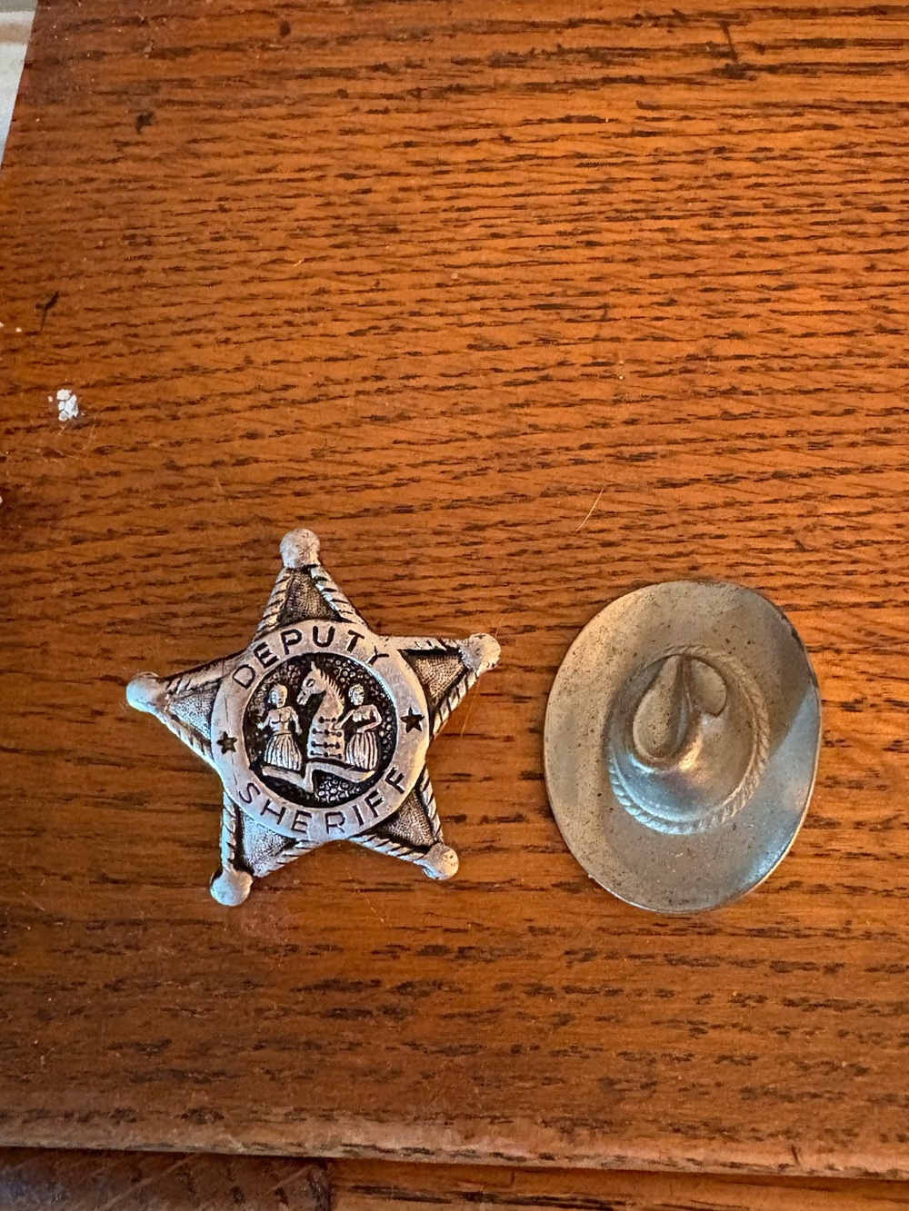Vintage Silver Finish Deputy Sheriff Badge and Hat Brooch